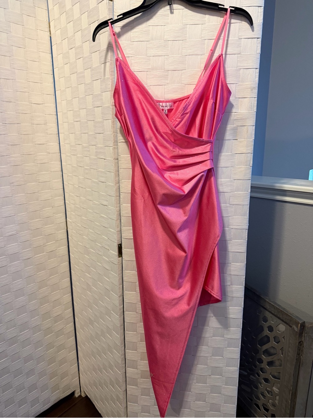 Honey and Rosie Hot Pink Asymmetrical Slip Dress